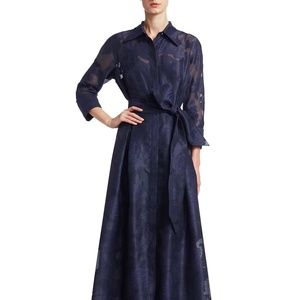 Beautiful Teri Jon 3/4 sleeve jacquard organza shirt dress gown.